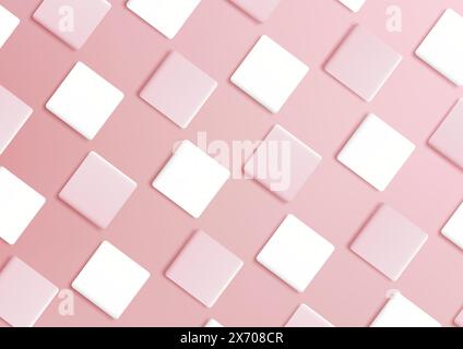 A repeating pattern of white and pink squares decorates a pink background. Vector illustration Stock Vector