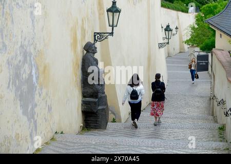 Prague, Old Castle Steps Stairs Staircase, Mala Strana Lesser Town Prague Little Quarter City District Stock Photo