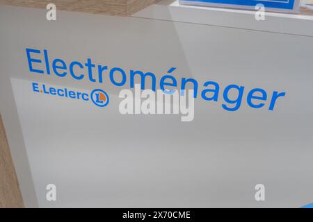 Bordeaux , France -  05 15 2024 : E.leclerc electromenager logo text and brand sign entrance shop electronic retail french chain store building facade Stock Photo