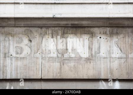 File photo dated 18/11/16 of faded signage on a closed bank in the City of London. According to Which?, the number of UK bank branches to shut their doors in the past nine years passes 6,000 on Friday. This equates to over 60% of the bank branch network since Which? began tracking closures in 2015. Issue date: Friday May 17, 2024. Stock Photo