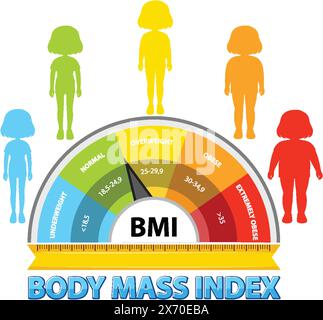 Colorful BMI scale with human silhouettes Stock Vector
