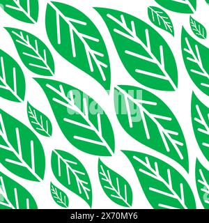 seamless pattern fresh green leaves. leaf wallpaper Stock Vector