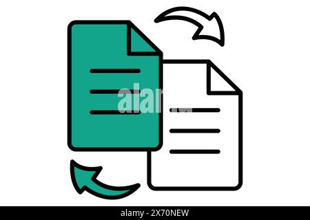 data transfer icon. notes with arrow. icon related to information technology. flat line icon style. technology element vector illustration Stock Vector