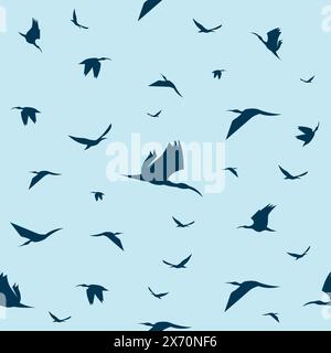 seamless pattern flying bird silhouette. bird background Stock Vector