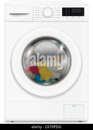 Modern automatic washing machine on white background. Vector illustration. Stock Vector