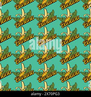Seamless Pattern Bananas Symbol, Banana Background. banana leaf vector Stock Vector