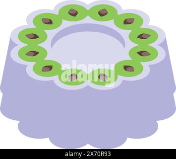 Vector illustration of a playful baby bib adorned with a green and purple design, featuring whimsical food elements Stock Vector