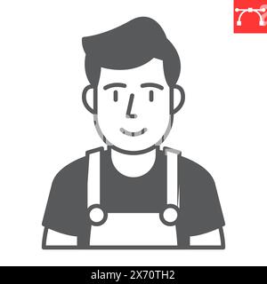 Plumber glyph icon, plumbing service and builder, handyman vector icon, vector graphics, editable stroke solid sign, eps 10. Stock Vector