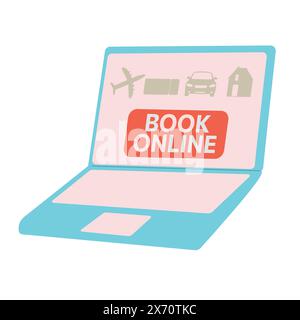 Summer vacation hotel booking. Online booking design concept for web site hotel, flight, car, tickets. Travelling concept. Vector illustration Stock Vector