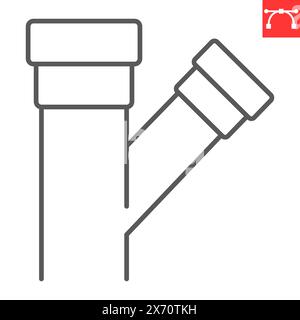 Pipe parts line icon, plumbing service and construction, connection pipe vector icon, vector graphics, editable stroke outline sign, eps 10. Stock Vector