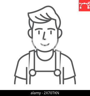 Plumber line icon, plumbing service and builder, handyman vector icon, vector graphics, editable stroke outline sign, eps 10. Stock Vector