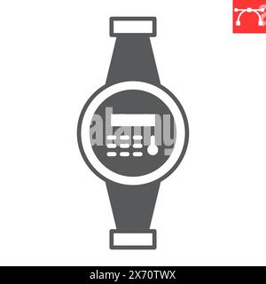 Water mater glyph icon, plumbing service and household equipment, water indicator vector icon, vector graphics, editable stroke solid sign, eps 10. Stock Vector