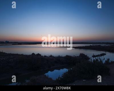 beautiful sunrise or sunset sky with sun background. Blurred seabed at sunset, abstract natural background and motion blur texture, panoramic view of Stock Photo