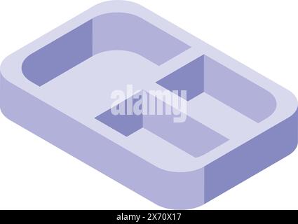 Clean, isometric representation of a traditional japanese bento box, ideal for foodrelated designs Stock Vector