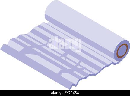 3d isometric illustration of a rolledup architectural blueprint on a white background Stock Vector