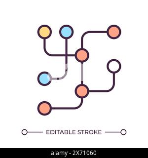 Metro network map RGB color icon Stock Vector