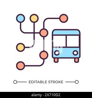 Bus route map RGB color icon Stock Vector