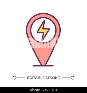 Charging station location RGB color icon Stock Vector