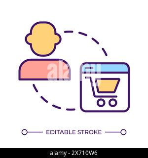 Ecommerce user RGB color icon Stock Vector