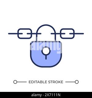 Chain with lock RGB color icon Stock Vector