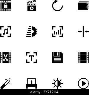Video Editing icon - Expand to any size - Change to any colour. Perfect Flat Vector Contains such Icons as film, movie, editor, clip, multimedia, came Stock Vector