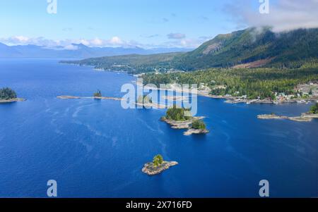 Aerial views of small islands at Misty Fjords National Monument. Alaska, USA. Stock Photo