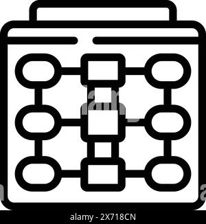 Black line art vector icon depicting a flowchart, suitable for business and organizational graphics Stock Vector