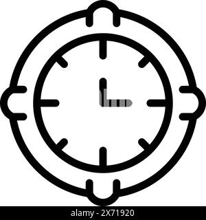 Minimalistic and contemporary black and white vector illustration of a simplistic clock icon design for efficient time management and tracking Stock Vector