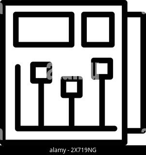 Abstract black and white circuit board icon with minimalist design and modern pattern, representing technology, electronic engineering, and connectivity in the hardware industry Stock Vector