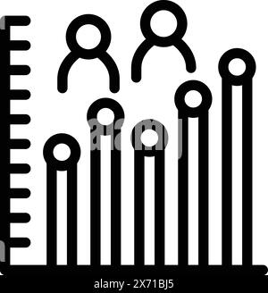 Vector illustration of a modern. Stylized. Scalable. Editable population growth chart icon in black. Representing demographic increase and urbanization trend in society Stock Vector
