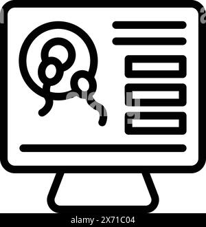 Symbolic illustration representing online research or digital data analysis with a magnifying glass over a screen Stock Vector