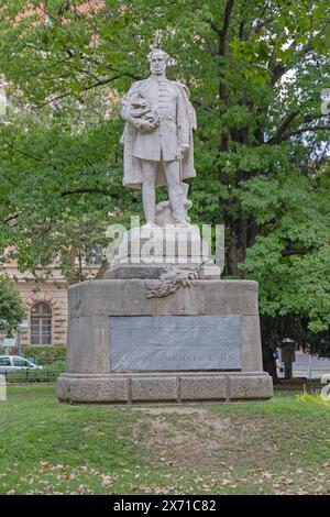 Szeged, Hungary - July 30, 2022: Statue of Count Istvan Szechenyi Founder and Hereditary President of the Balaton Steamship Company in City Park at Su Stock Photo