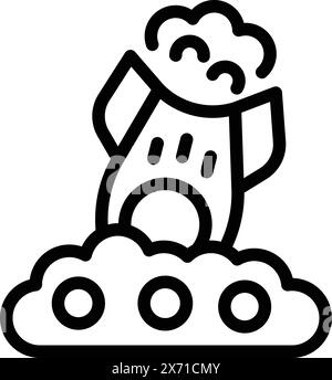Failed startup icon outline vector. Crashed rocket. Business plan failure Stock Vector