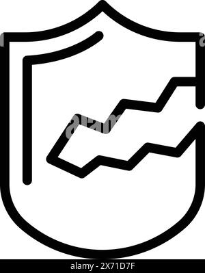 Crashed startup protection icon outline vector. Safeguarding failure. Disabled project security Stock Vector