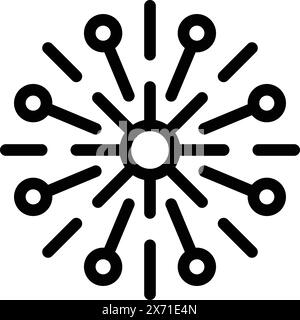 Black and white digital graphic of a simplistic sunburst or starburst design, ideal for various creative projects Stock Vector