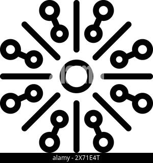 Black and white image featuring a radial pattern with interconnected nodes, ideal for backgrounds Stock Vector