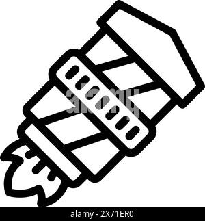 Simplified line drawing of a rocket in flight, ideal for logos and educational content Stock Vector