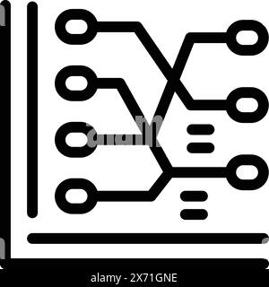 Black and white vector image of a simplified network or circuit diagram with interconnected lines and nodes Stock Vector