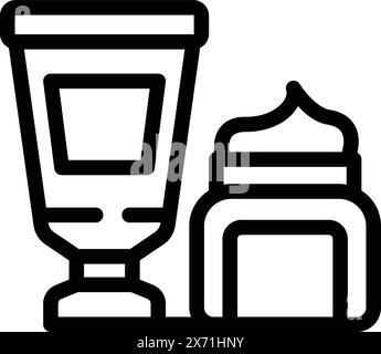 Vector line icon illustrating a face cream jar and lotion tube for beauty and skincare concepts Stock Vector
