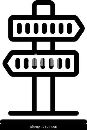 Vector illustration of a blank directional signpost icon with multiple black and white signs. Arrows. And symbols. Isolated on white background perfect for wayfinding. Navigation Stock Vector