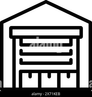 Minimalist vector icon depicting a garage front with a closed door, suitable for various design uses Stock Vector