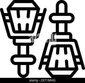 An illustration of two light bulb icons representing vintage and modern designs Stock Vector