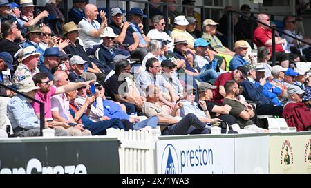 Hove UK 17th May 2024 -  A lovely hot sunny day for the spectators watching  the first day of the Vitality County Championship League Two cricket match between Sussex and Yorkshire at the 1st Central County Ground in Hove : Credit Simon Dack /TPI/ Alamy Live News Stock Photo