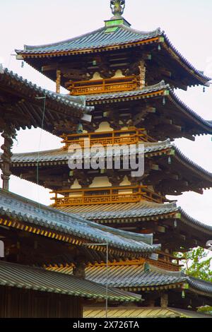 Japan, Nara, Horyuji Temple, Five-storied Pagoda, Goju-no-To Stock Photo