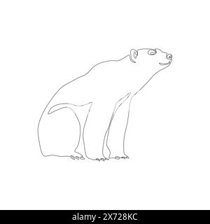 Polar bear silhouette. Simple icon. Flat style element for graphic design. Continuous line minimalistic design Stock Vector