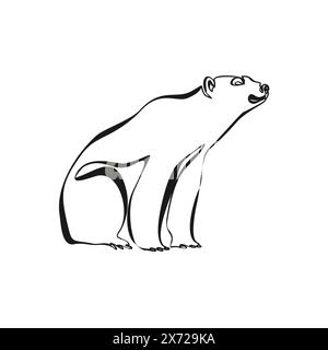Polar bear silhouette. Simple icon. Flat style element for graphic design. Continuous line minimalistic design Stock Vector