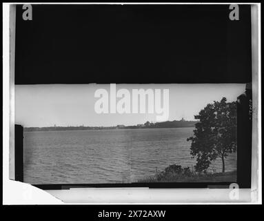 Madison, Wis., view from Picnic Point, Lake Mendota, Two photographs form a panorama. Transparencies LC-D4-10021 L and R show the left and right sections., Two transparencies, close variants of each other, show entire panorama (LC-D4-10021 A and B)., '4639 pan' on transparency LC-D4-10021 L., Detroit Publishing Co. no. 04639., Gift; State Historical Society of Colorado; 1949,  Lakes & ponds. , United States, Wisconsin, Madison. , United States, Wisconsin, Mendota, Lake. Stock Photo