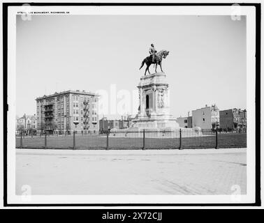 Lee Monument, Richmond, Va., Detroit Publishing Co. no. 072501., Gift; State Historical Society of Colorado; 1949,  Lee, Robert E., (Robert Edward),, 1807-1870, Statues. , Monuments & memorials. , Sculpture. , United States, Virginia, Richmond. Stock Photo