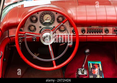 BERLIN - MAY 04, 2024: The interior of a personal luxury car Ford Thunderbird (first generation), 1957. Classic Days Berlin 2024. Stock Photo