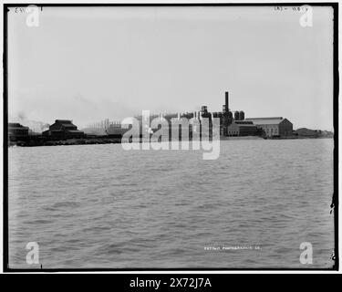 Illinois Steel Works, South Chicago, Ill., Videodisc images are out of sequence; actual left to right order is 1A-21255, 21254, 21253., '42' on C negative; '43' on R negative., Detroit Publishing Co. no. 047011., Gift; State Historical Society of Colorado; 1949,  Steel industry. , Industrial facilities. , Harbors. , United States, Illinois, Chicago. Stock Photo